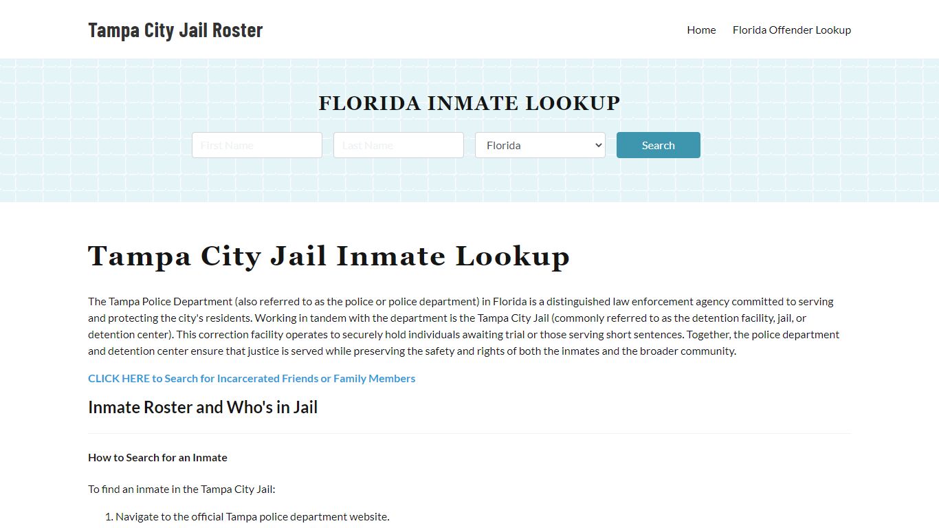 Tampa Police Department & City Jail, FL Inmate Roster, Arrests, Mugshots